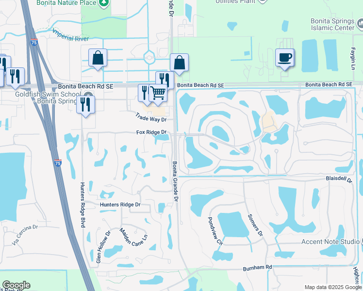 map of restaurants, bars, coffee shops, grocery stores, and more near 13000 Worthington Way in Bonita Springs