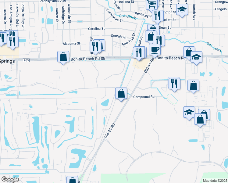 map of restaurants, bars, coffee shops, grocery stores, and more near 9601 Spanish Moss Way in Bonita Springs