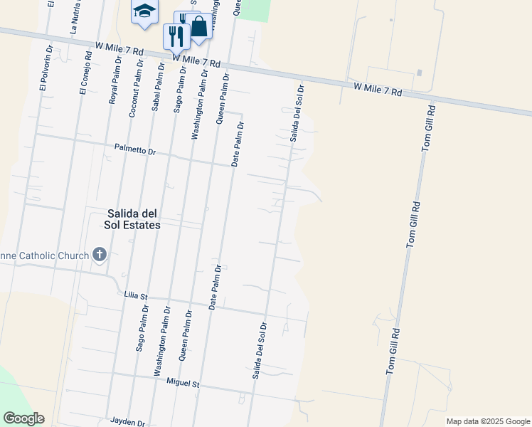 map of restaurants, bars, coffee shops, grocery stores, and more near 17415 Salida Del Sol Drive in Penitas