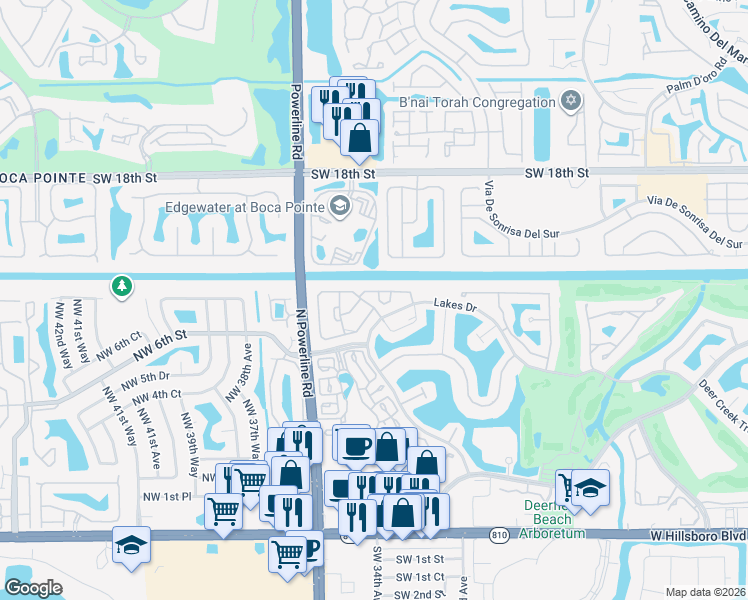 map of restaurants, bars, coffee shops, grocery stores, and more near 3372 Deer Creek Alba Cir in Deerfield Beach