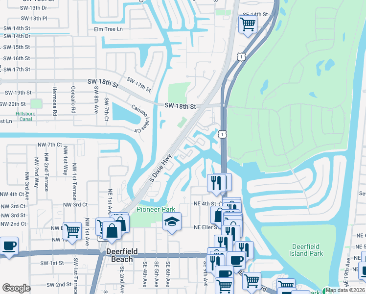 map of restaurants, bars, coffee shops, grocery stores, and more near 21 Royal Palm Way in Boca Raton