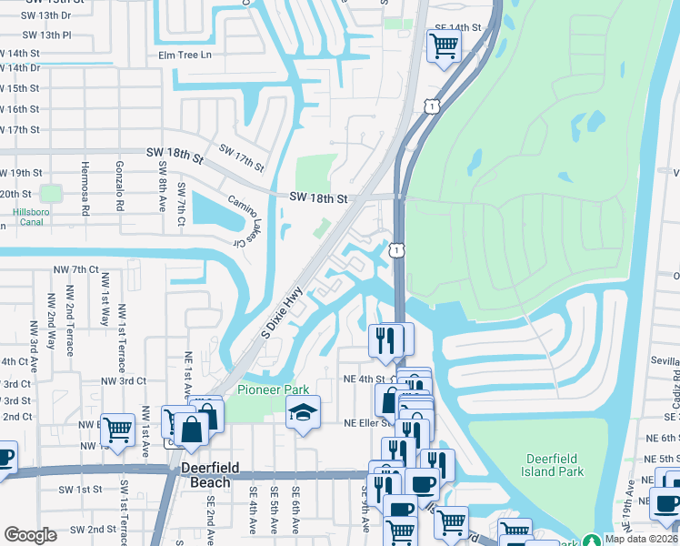map of restaurants, bars, coffee shops, grocery stores, and more near 21 Royal Palm Way in Boca Raton