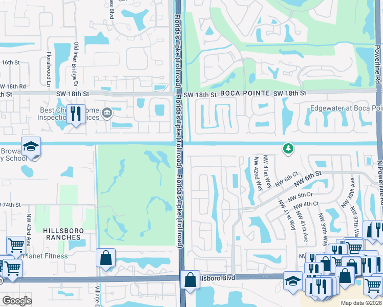 map of restaurants, bars, coffee shops, grocery stores, and more near 4797 Northwest 7th Place in Deerfield Beach