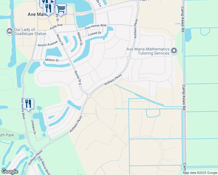 map of restaurants, bars, coffee shops, grocery stores, and more near 5498 Useppa Drive in Ave Maria