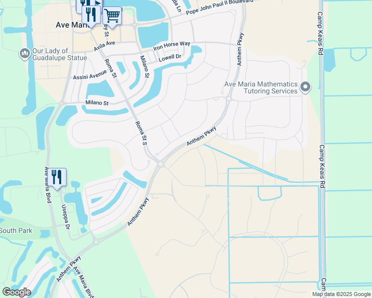 map of restaurants, bars, coffee shops, grocery stores, and more near 5202 Monza Court in Ave Maria