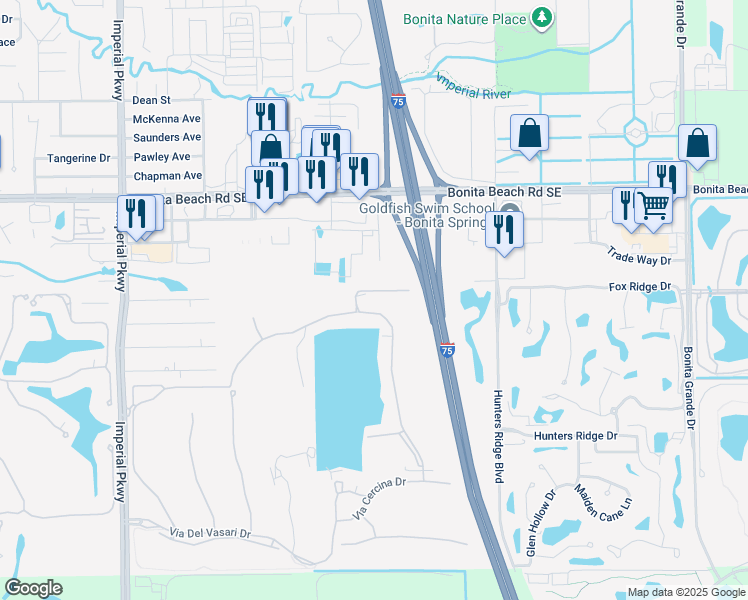map of restaurants, bars, coffee shops, grocery stores, and more near 28390 Altessa Way in Bonita Springs