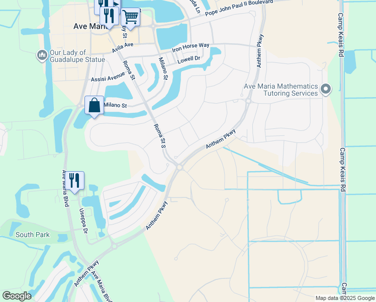 map of restaurants, bars, coffee shops, grocery stores, and more near 5202 Monza Court in Ave Maria
