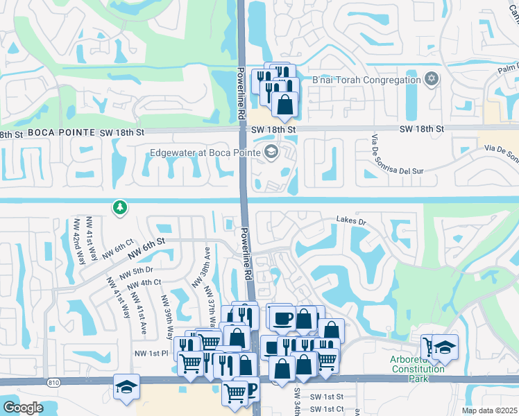 map of restaurants, bars, coffee shops, grocery stores, and more near 3433 Deer Creek Palladian Circle in Deerfield Beach