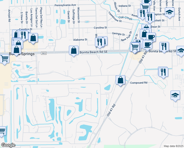 map of restaurants, bars, coffee shops, grocery stores, and more near 28227 Robolini Court in Bonita Springs
