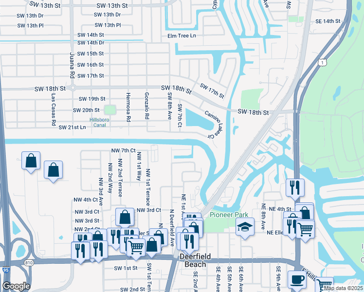 map of restaurants, bars, coffee shops, grocery stores, and more near 730 Camino Lakes Circle in Boca Raton