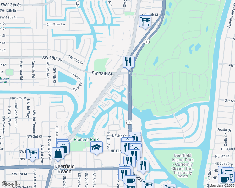map of restaurants, bars, coffee shops, grocery stores, and more near 2 Royal Palm Way in Boca Raton