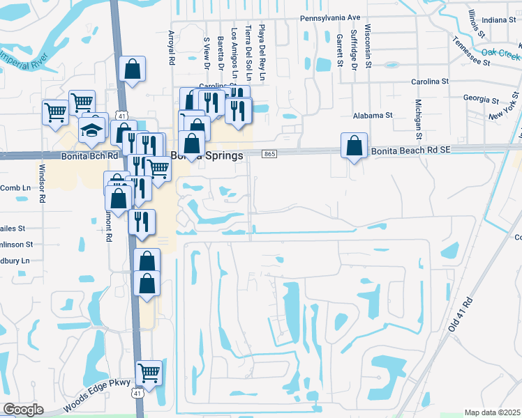 map of restaurants, bars, coffee shops, grocery stores, and more near 9110 Spanish Moss Way in Bonita Springs
