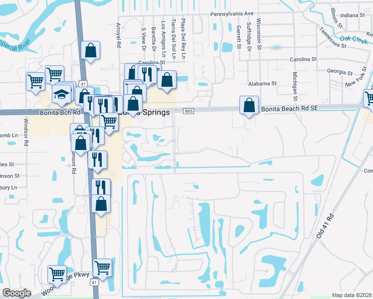 map of restaurants, bars, coffee shops, grocery stores, and more near Mandolin Court in Bonita Springs