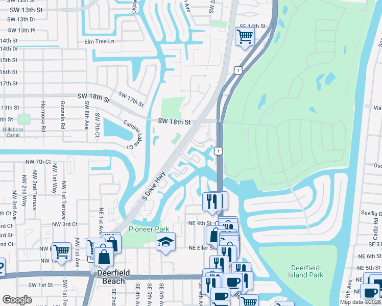 map of restaurants, bars, coffee shops, grocery stores, and more near 11 Royal Palm Way in Boca Raton