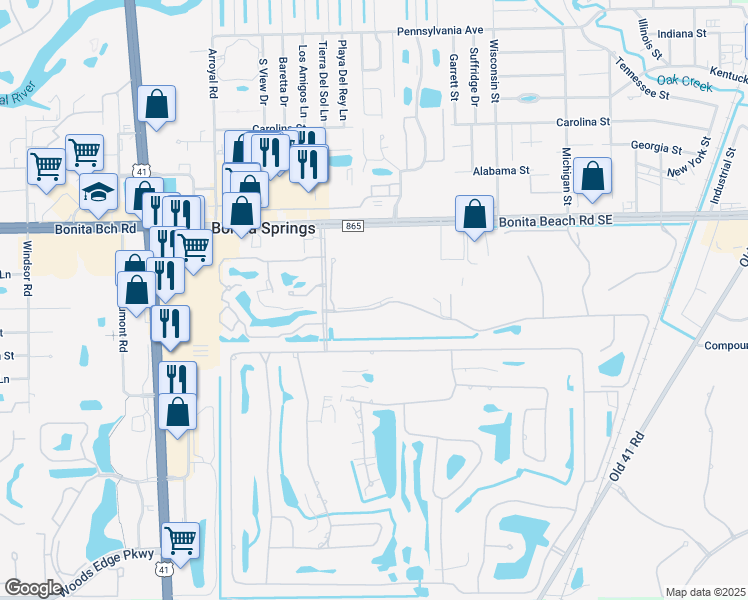 map of restaurants, bars, coffee shops, grocery stores, and more near 9170 Spanish Moss Way in Bonita Springs
