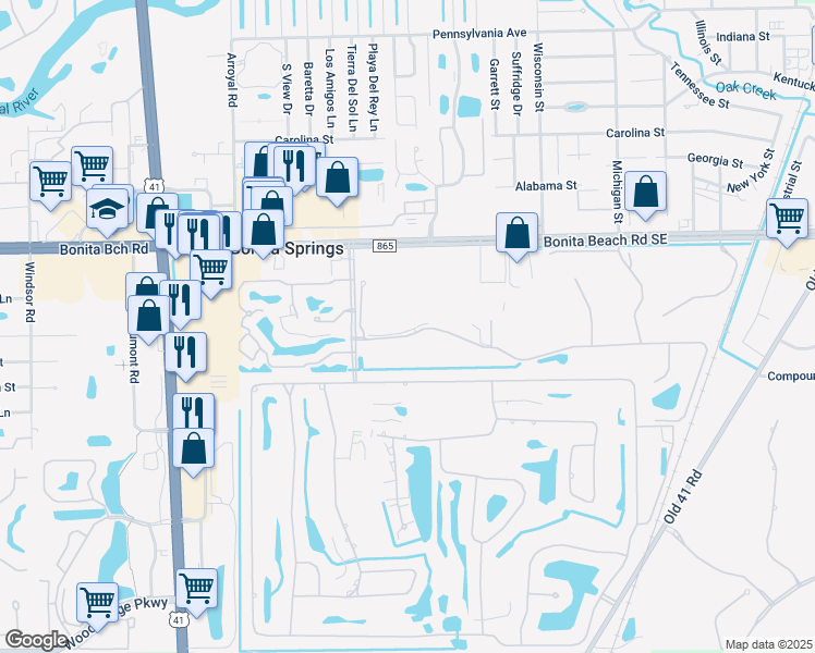 map of restaurants, bars, coffee shops, grocery stores, and more near 9170 Spanish Moss Way in Bonita Springs