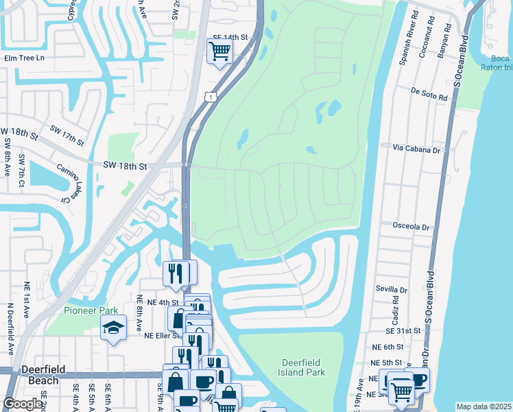 map of restaurants, bars, coffee shops, grocery stores, and more near 2280 West Silver Palm Road in Boca Raton