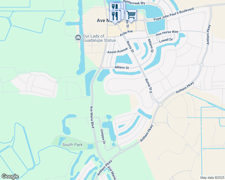 map of restaurants, bars, coffee shops, grocery stores, and more near 5371 Ferrari Avenue in Ave Maria
