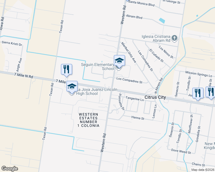 map of restaurants, bars, coffee shops, grocery stores, and more near 7424 West Mile 7 Road in Mission