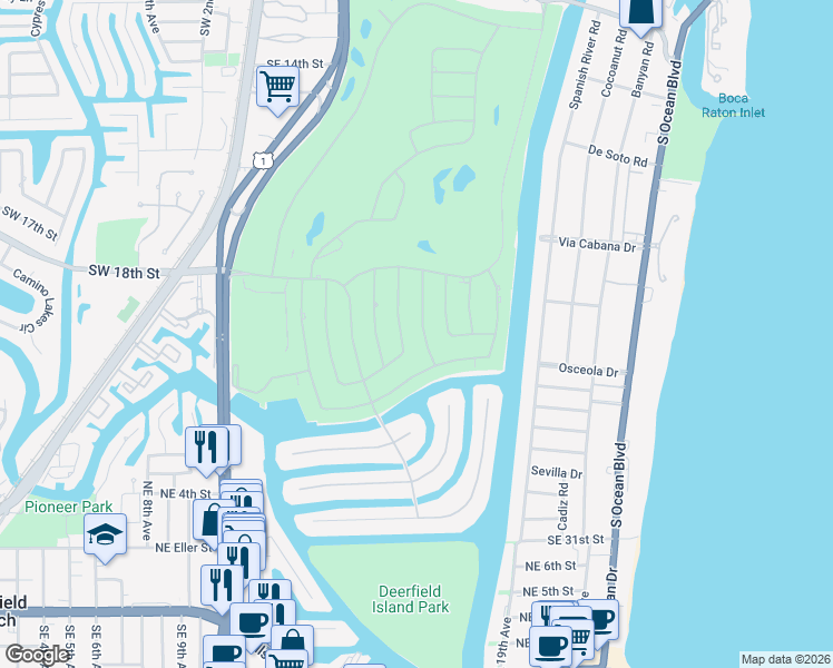 map of restaurants, bars, coffee shops, grocery stores, and more near 2367 Queen Palm Road in Boca Raton