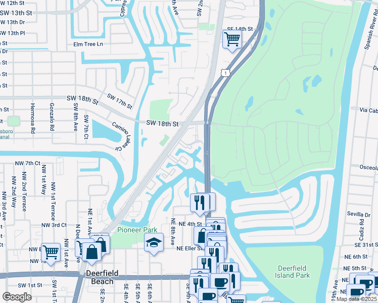map of restaurants, bars, coffee shops, grocery stores, and more near 2 Royal Palm Way in Boca Raton