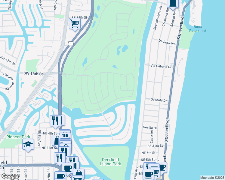 map of restaurants, bars, coffee shops, grocery stores, and more near 2367 Queen Palm Road in Boca Raton