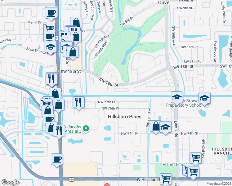 map of restaurants, bars, coffee shops, grocery stores, and more near 9467 Boca Cove Circle in Boca Raton