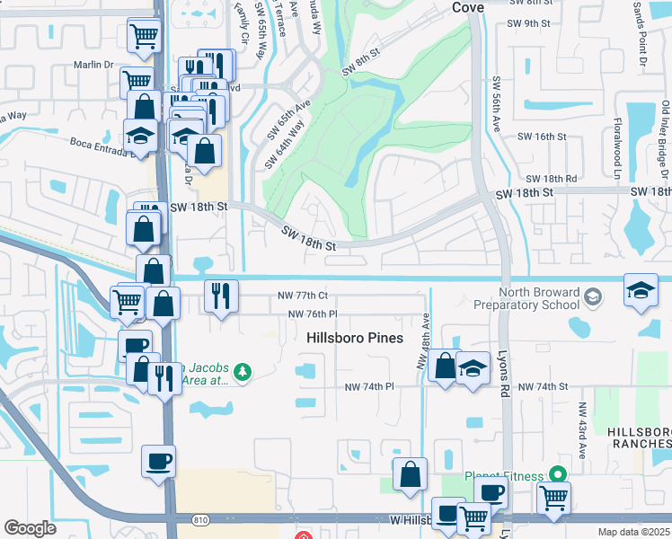map of restaurants, bars, coffee shops, grocery stores, and more near 9467 Boca Cove Circle in Boca Raton