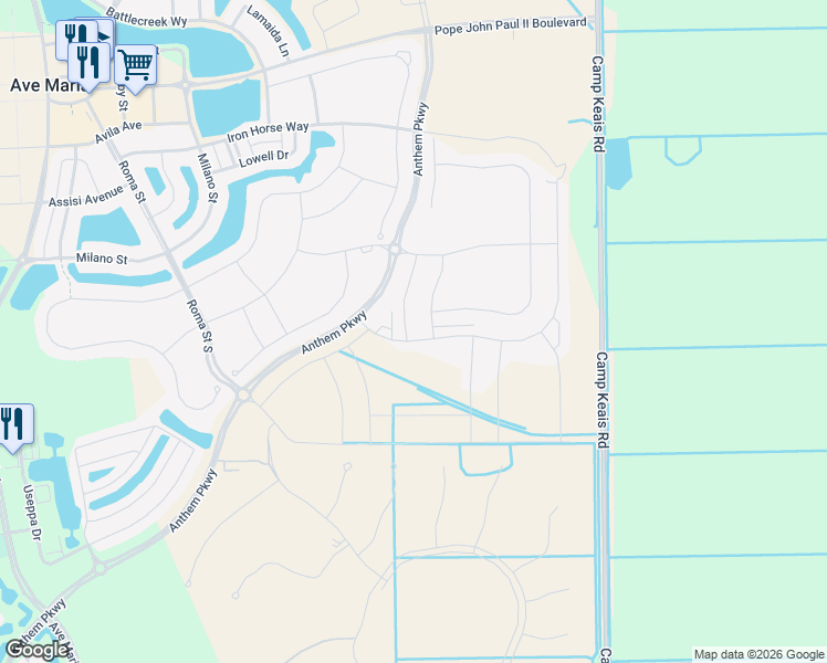map of restaurants, bars, coffee shops, grocery stores, and more near Camp Keais Road in Immokalee