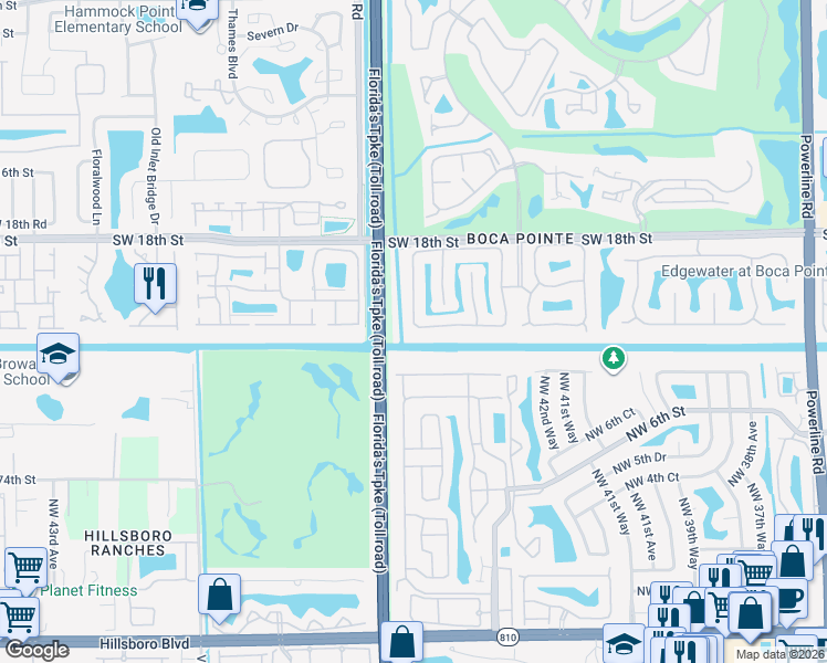 map of restaurants, bars, coffee shops, grocery stores, and more near 7836 Travelers Tree Drive in Boca Raton
