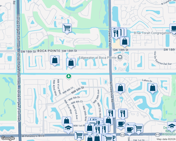map of restaurants, bars, coffee shops, grocery stores, and more near 7130 Montrico Drive in Boca Raton
