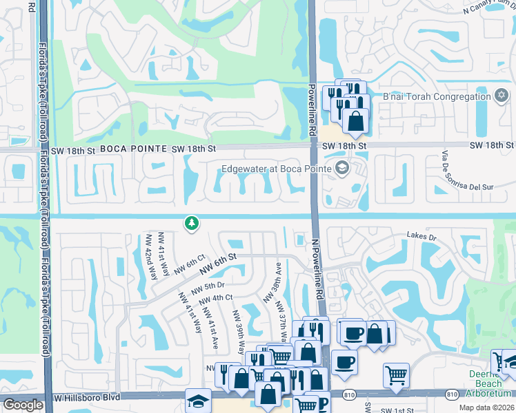 map of restaurants, bars, coffee shops, grocery stores, and more near 7130 Montrico Drive in Boca Raton