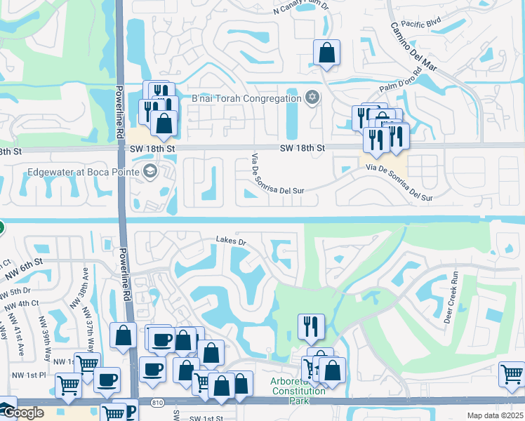 map of restaurants, bars, coffee shops, grocery stores, and more near 6354 Brava Way in Boca Raton