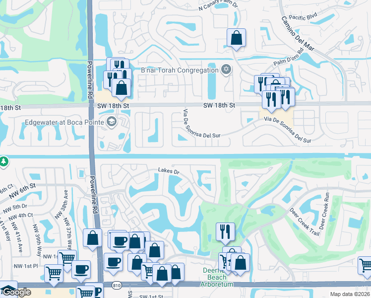 map of restaurants, bars, coffee shops, grocery stores, and more near 6354 Brava Way in Boca Raton