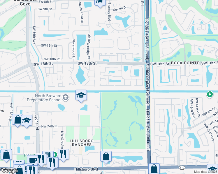 map of restaurants, bars, coffee shops, grocery stores, and more near 8402 Summer Field Place in Boca Raton