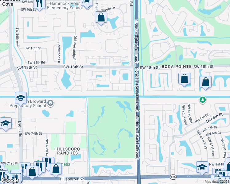 map of restaurants, bars, coffee shops, grocery stores, and more near 8316 Huntsman Place in Boca Raton