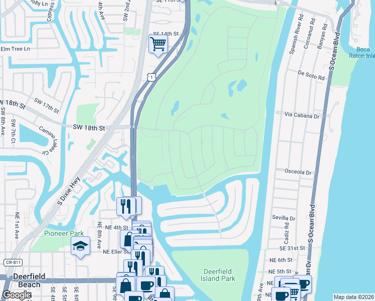 map of restaurants, bars, coffee shops, grocery stores, and more near 2280 West Silver Palm Road in Boca Raton