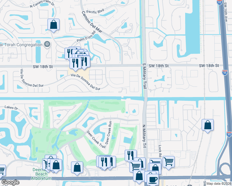 map of restaurants, bars, coffee shops, grocery stores, and more near 5772 Vista Linda Lane in Boca Raton