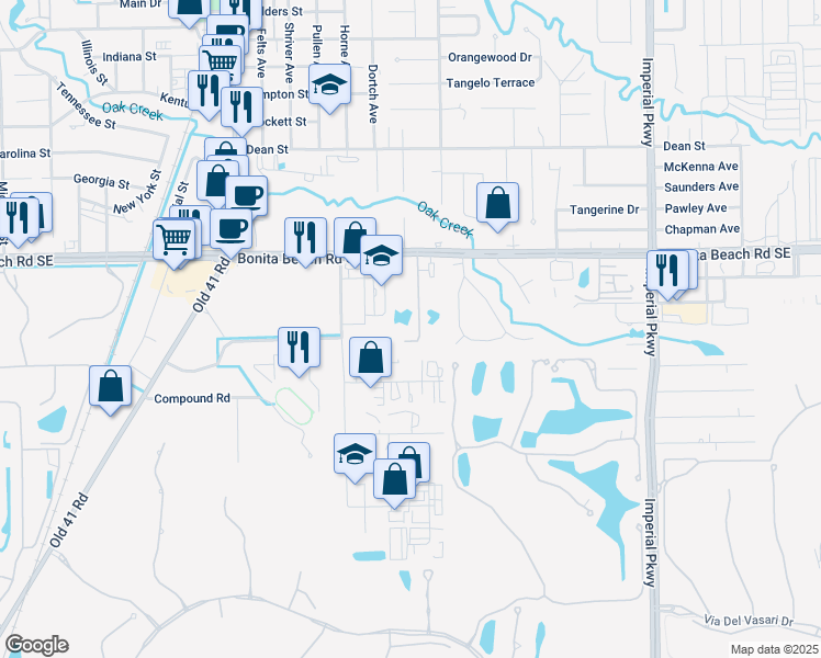 map of restaurants, bars, coffee shops, grocery stores, and more near 28251 Pine Haven Way in Bonita Springs