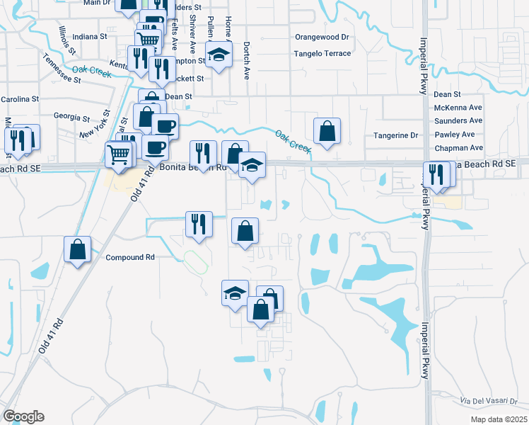 map of restaurants, bars, coffee shops, grocery stores, and more near 28251 Pine Haven Way in Bonita Springs