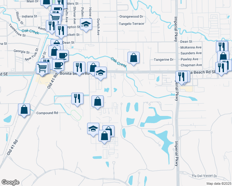 map of restaurants, bars, coffee shops, grocery stores, and more near 28220 Pine Haven Way in Bonita Springs