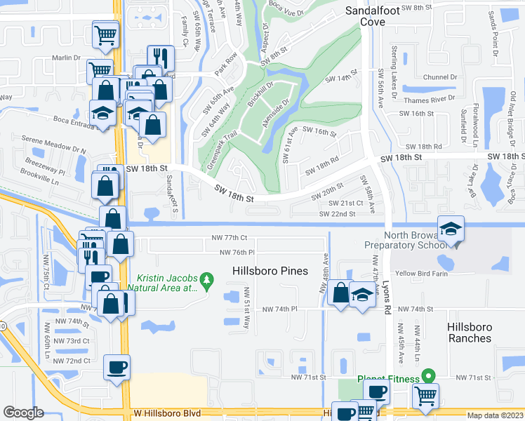 map of restaurants, bars, coffee shops, grocery stores, and more near 9467 Boca Cove Circle in Boca Raton