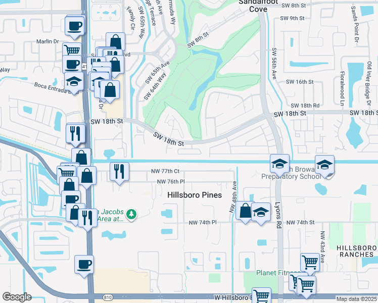 map of restaurants, bars, coffee shops, grocery stores, and more near 9467 Boca Cove Circle in Boca Raton