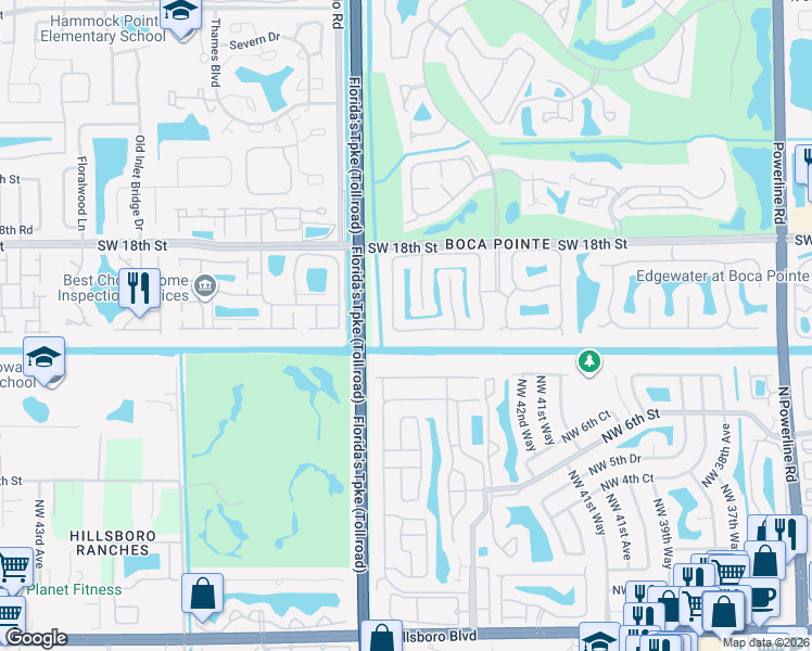 map of restaurants, bars, coffee shops, grocery stores, and more near 7825 Travelers Tree Drive in Boca Raton