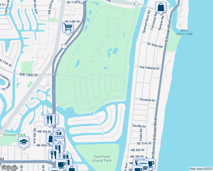 map of restaurants, bars, coffee shops, grocery stores, and more near 2367 Queen Palm Road in Boca Raton