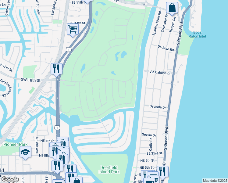 map of restaurants, bars, coffee shops, grocery stores, and more near 2367 Queen Palm Road in Boca Raton