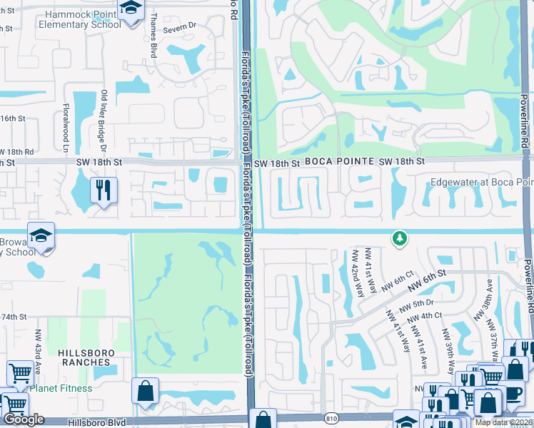 map of restaurants, bars, coffee shops, grocery stores, and more near 7836 Travelers Tree Drive in Boca Raton