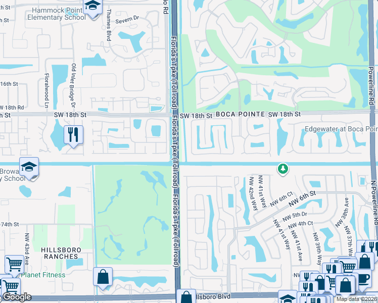 map of restaurants, bars, coffee shops, grocery stores, and more near 7836 Travelers Tree Drive in Boca Raton