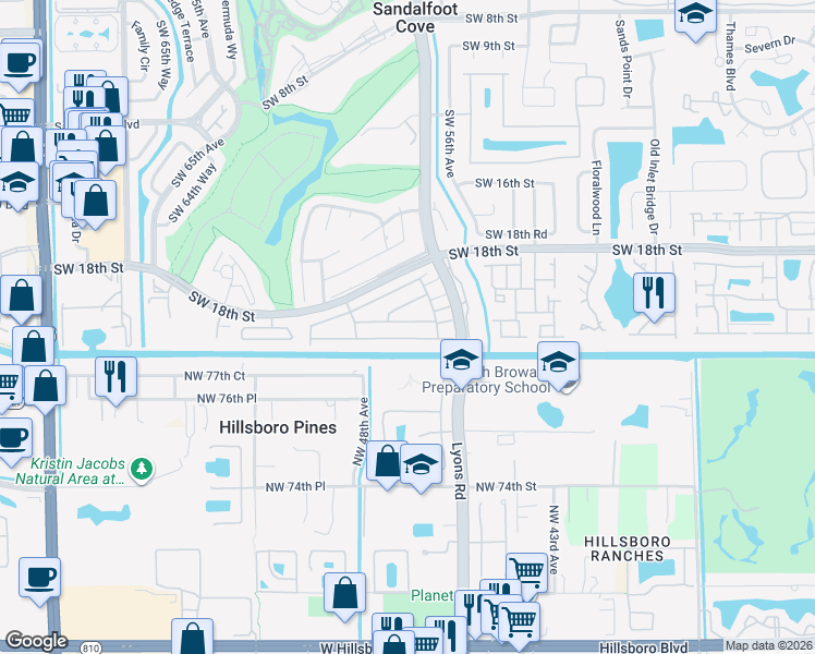 map of restaurants, bars, coffee shops, grocery stores, and more near 9108C Southwest 21st Street in Boca Raton