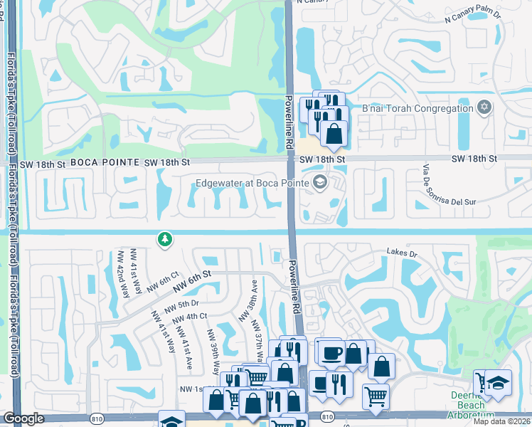 map of restaurants, bars, coffee shops, grocery stores, and more near 7076 Montrico Drive in Boca Raton